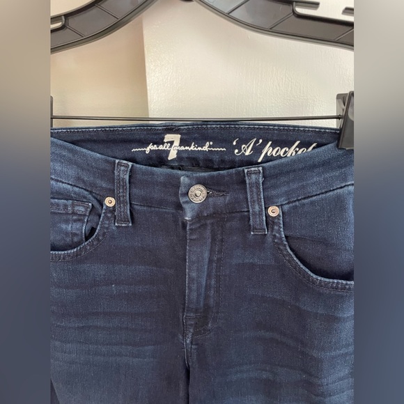 WOMENS SEVEN FOR ALL MANKIND DARK WASH STRETCH JEANS W/ “A” POCKETS SIZE 27 - Picture 3 of 9